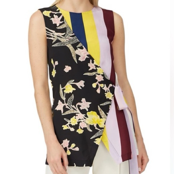 (A10) Diane von Furstenberg Sedona Sleeveless Tie-Front Silk Top Size M, GUC - Picture 2 of 12